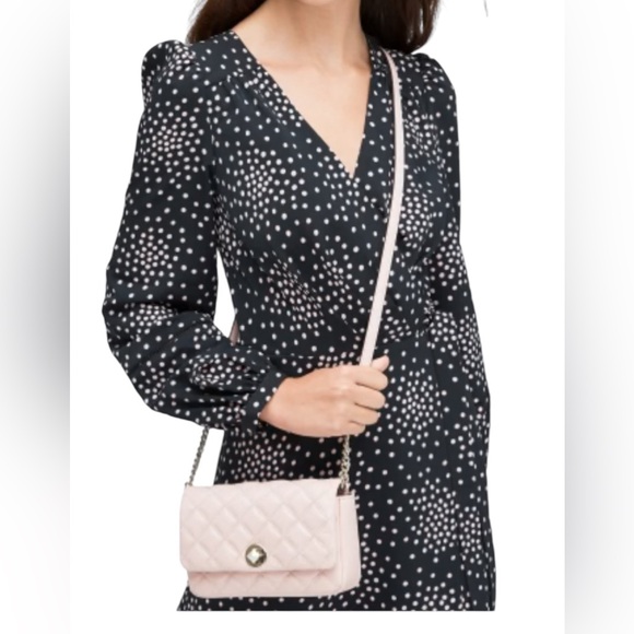 Kate Spade NWT Natalia Quilted Smooth Leather Turnlock Crossbody Rose Sm… - Picture 3 of 16
